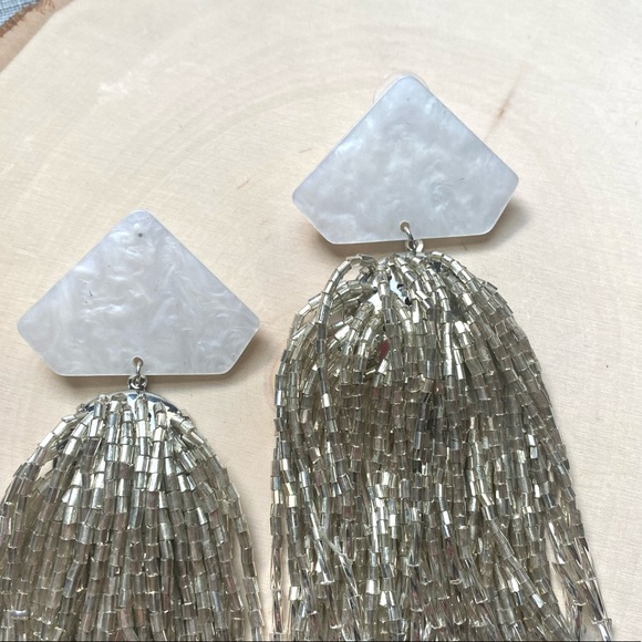 Anthropologie Bead Tassel Statement Earrings - Picture 3 of 13